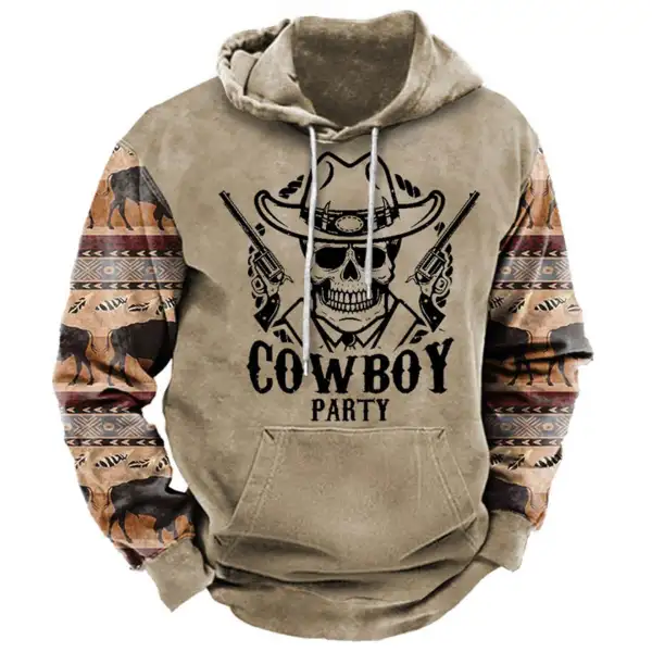 Men's Western Cowboy Party Print Hoodie - Fineesa.chimpone.com 