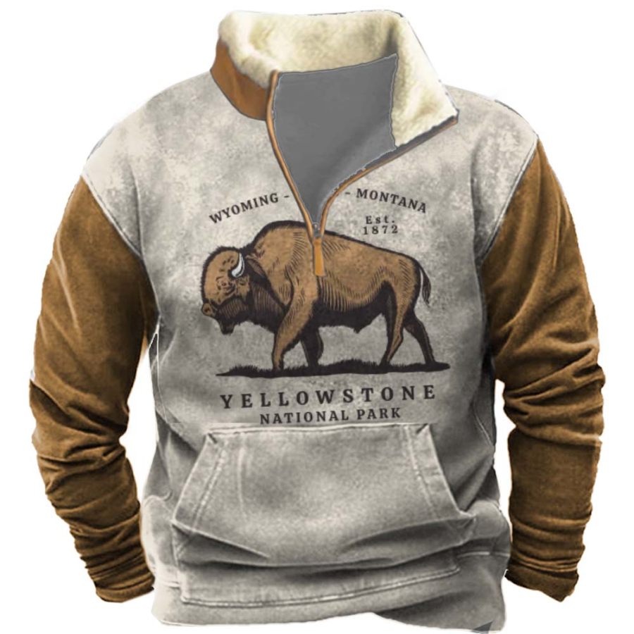 

Yellowstone National Park Men's Western Print Pocket Sweatshirt