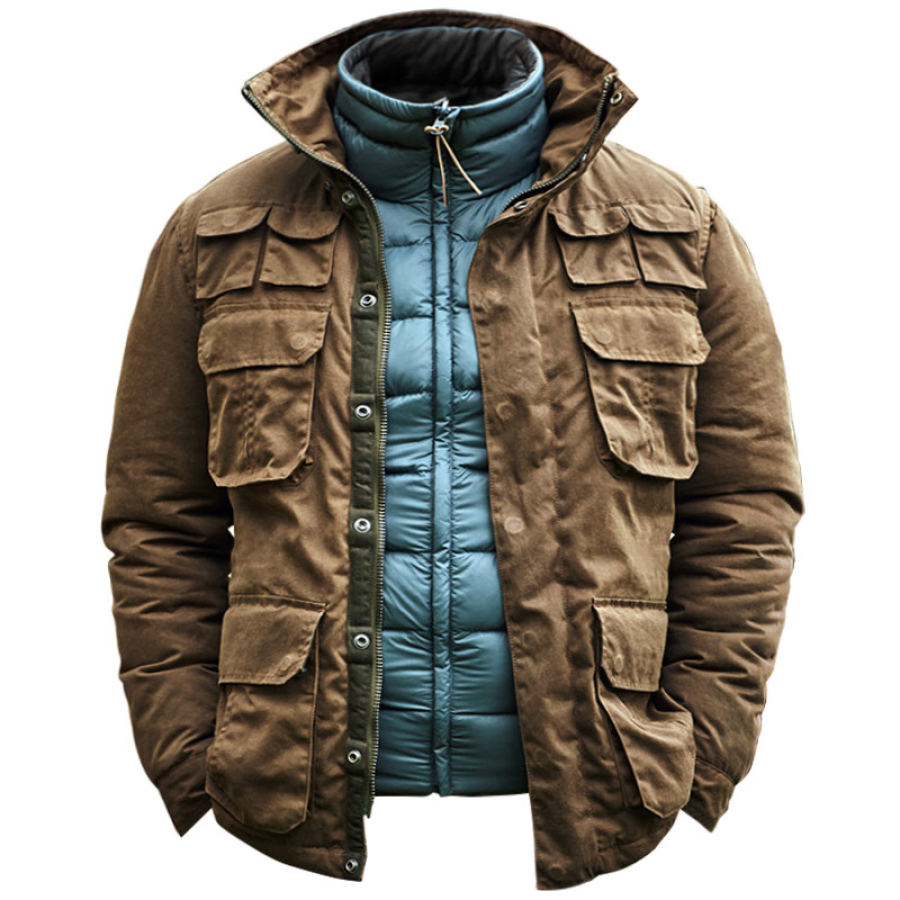 

Men's Vintage Training Functional Pocket Insulated Jacket