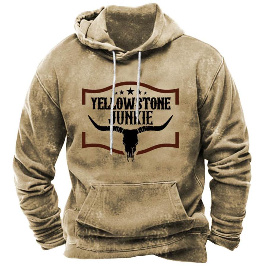 

Men's Yellowstone Cow Skull Print Hoodie