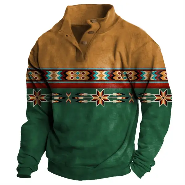 Men's Vintage Ethnic Aztec Print Sweatshirt - Mosaicnew.com 