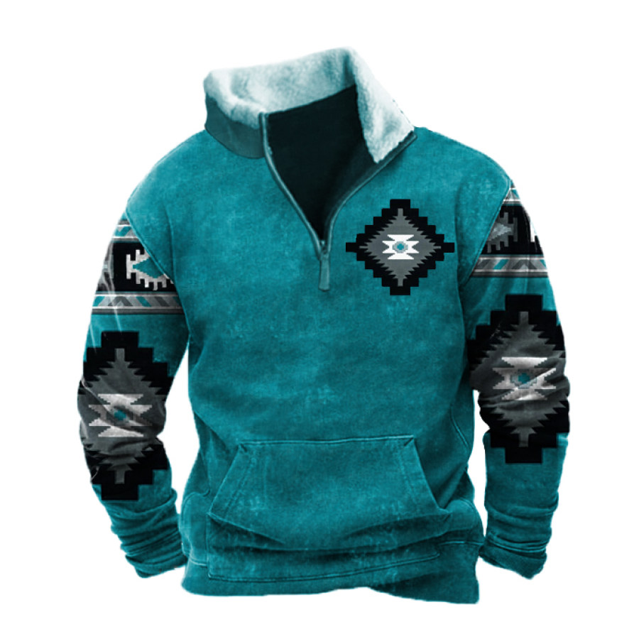 

Cowboy Aztec Men's Lapel Sweatshirt