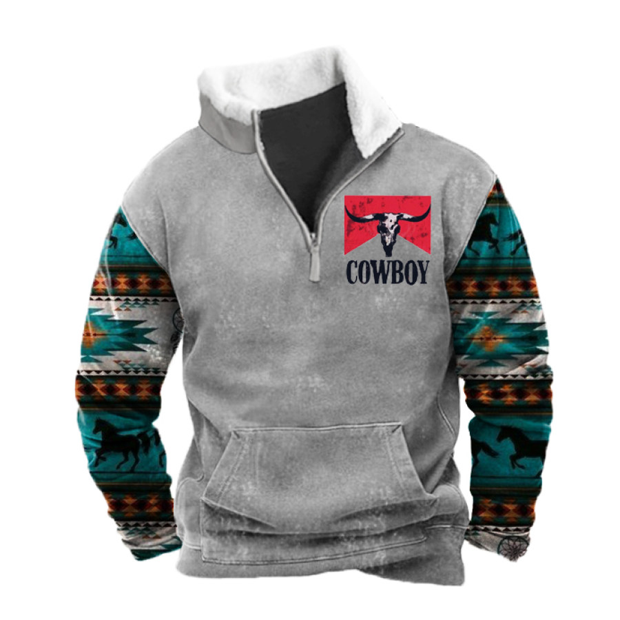 

Cowboy Aztec Men's Lapel Sweatshirt