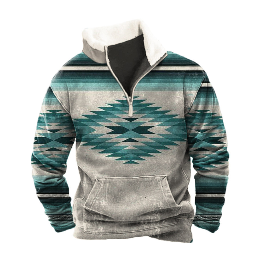 

Cowboy Aztec Men's Lapel Sweatshirt