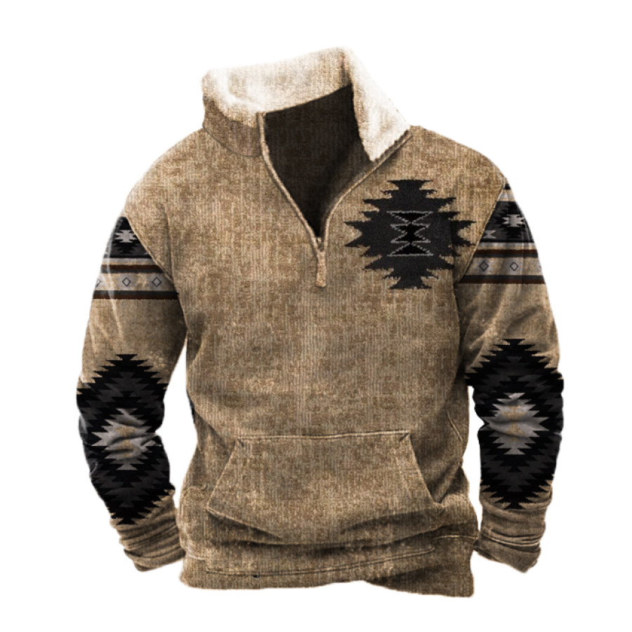 

Cowboy Aztec Men's Lapel Sweatshirt