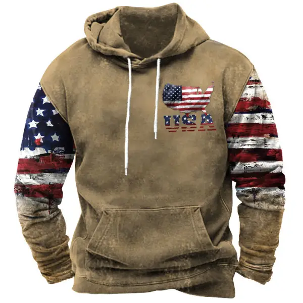 Men's American Flag Print Hoodie - Kalesafe.com 