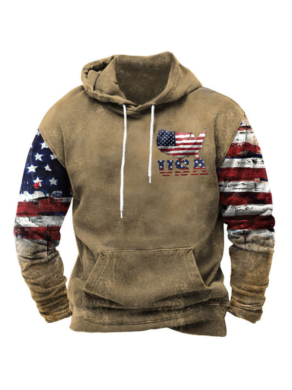 Men's American Flag Print Hoodie