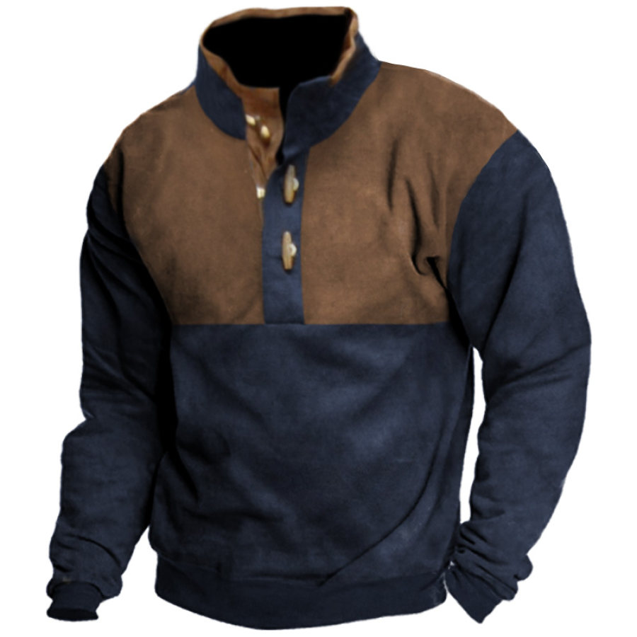 

Men's Outdoor Tactical Color Contrast Stand Collar Sweatshirt