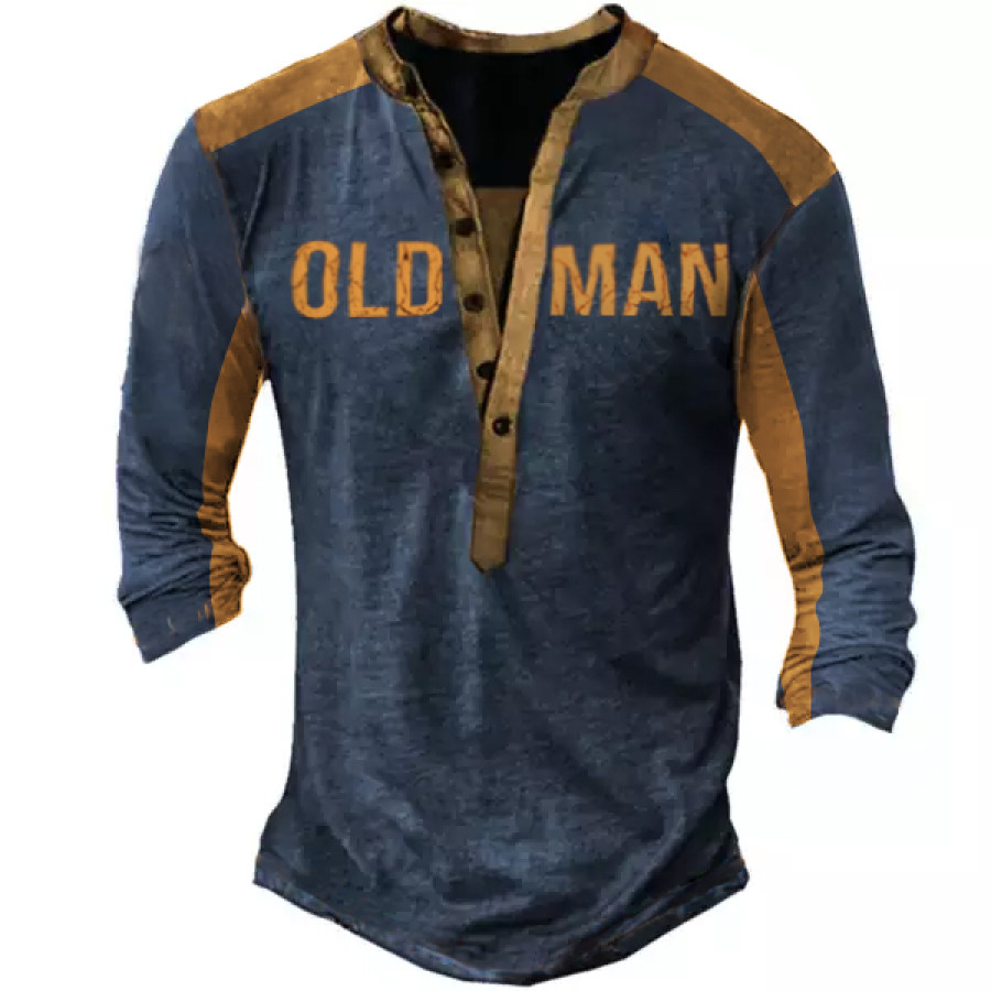 

Men's Outdoor Old Men Henley Long Sleeve T-Shirt