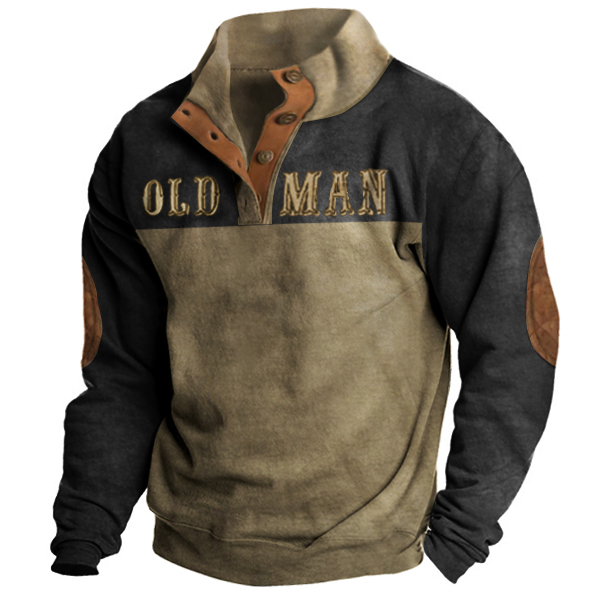 Men's Outdoor Old Men Chic Tactical Henley Sweatshirt