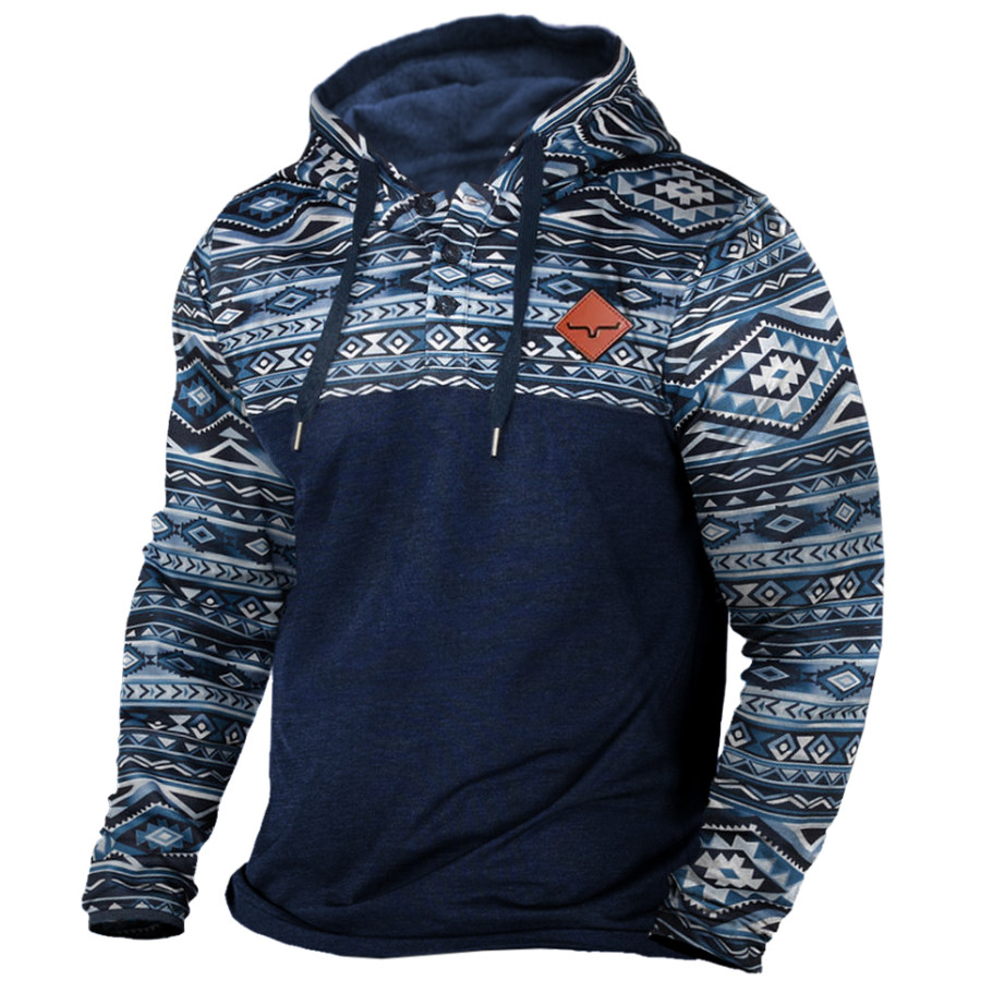 

Herren Outdoor Vintage Western Print Block Hoodie