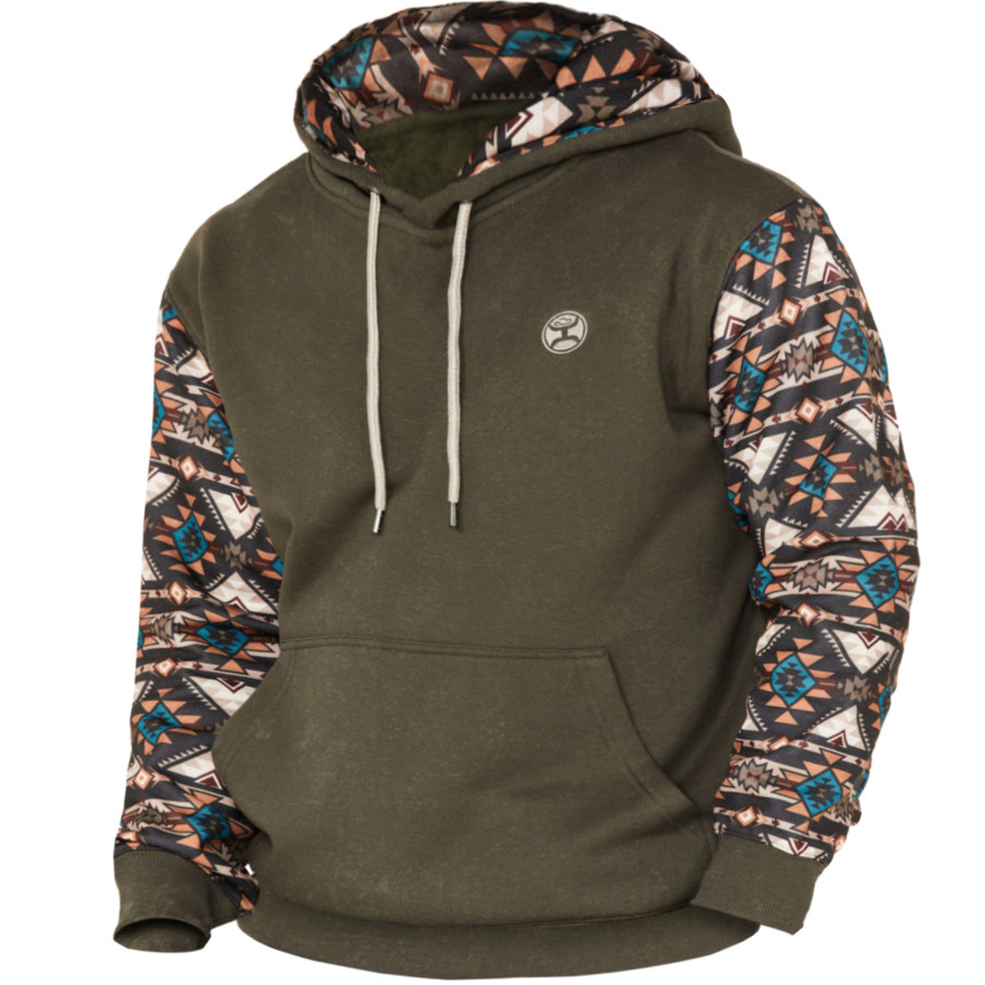 Men's Outdoor Western Print Hoodie