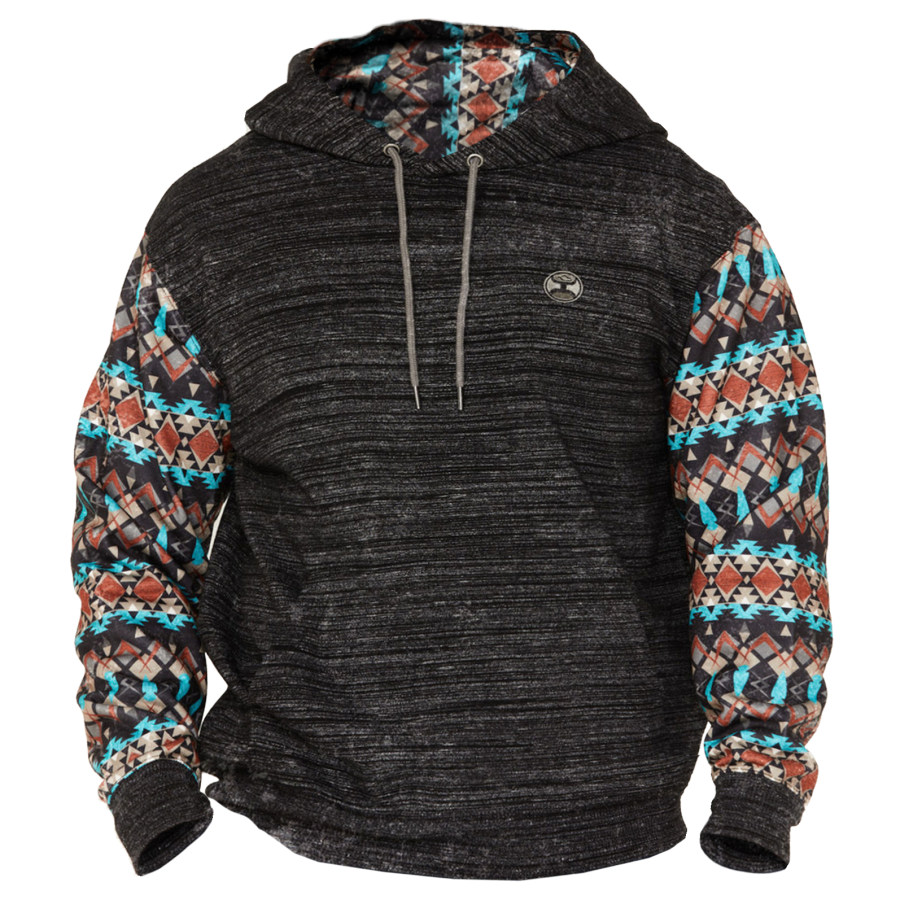 

Men's Outdoor Vintage Western Print Hoodie