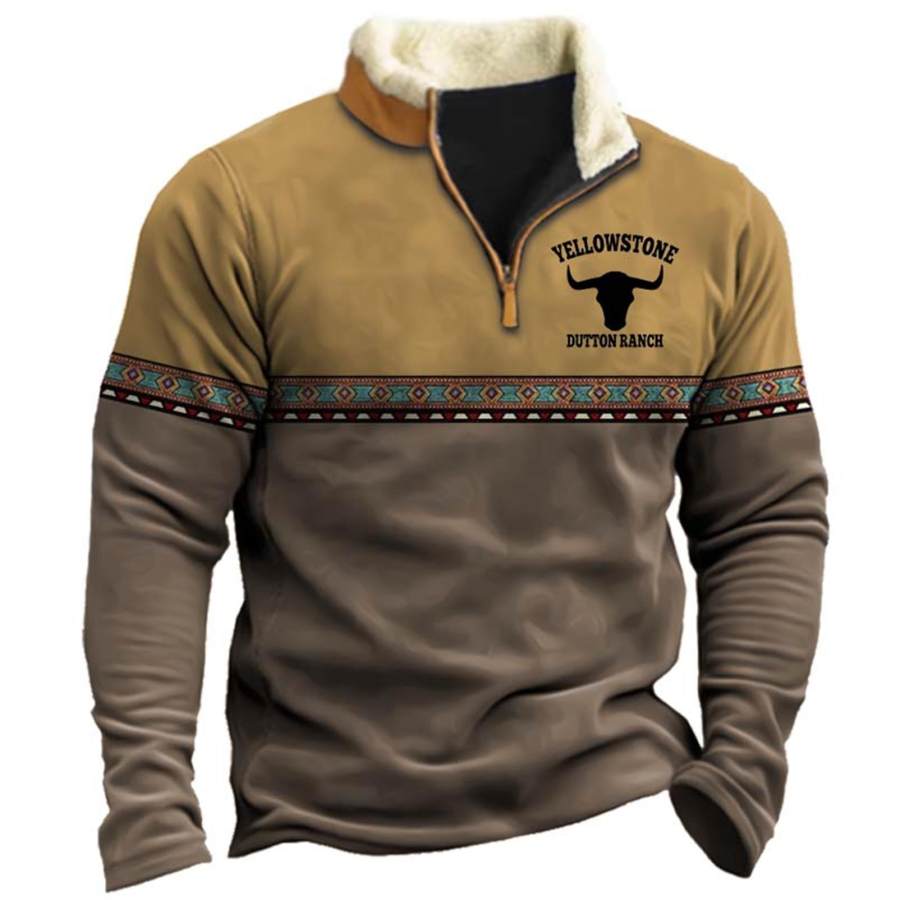 

Men's Vintage Ethnic Yellowstone Quarter Zip Sweatshirt