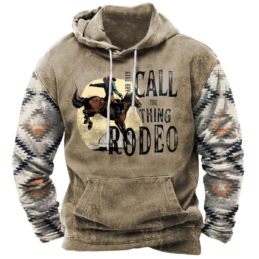 

Men's Western Cowboy They Call The Thing Rodeo Print Hoodie