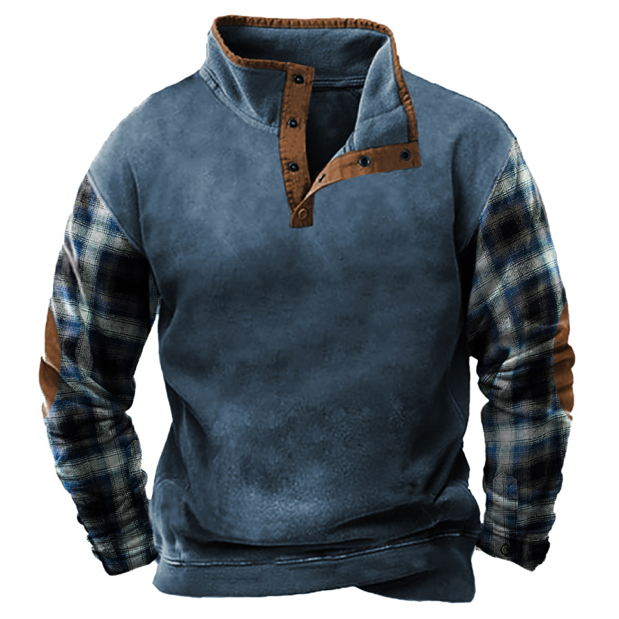 

Cowboy Plaid Men's Lapel Sweatshirt