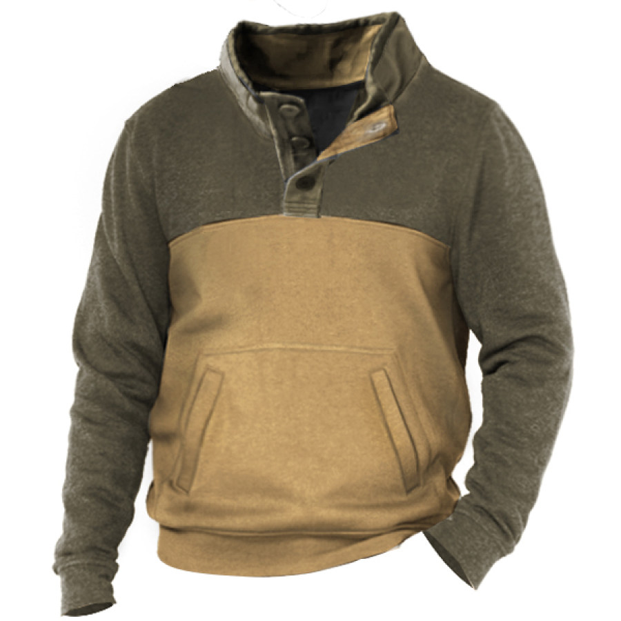 

Men's Outdoor Henley Stand Collar Tactical Sweatshirt