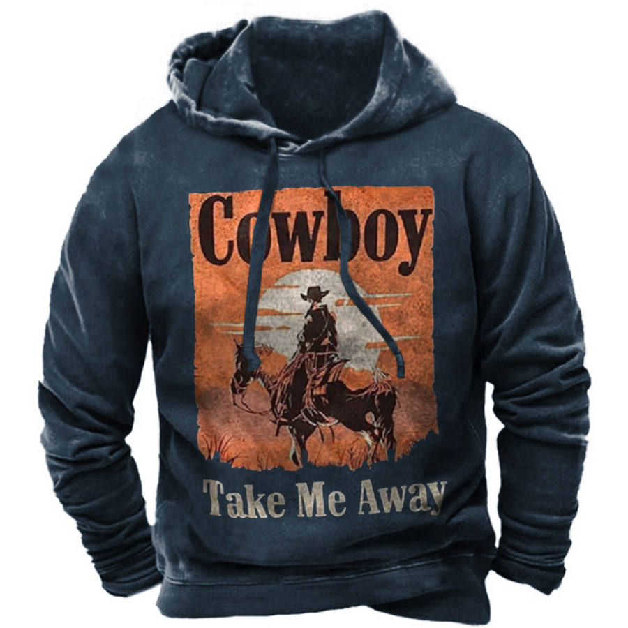 

Men's Vintage Western Cowboy Hooded Sweatshirt