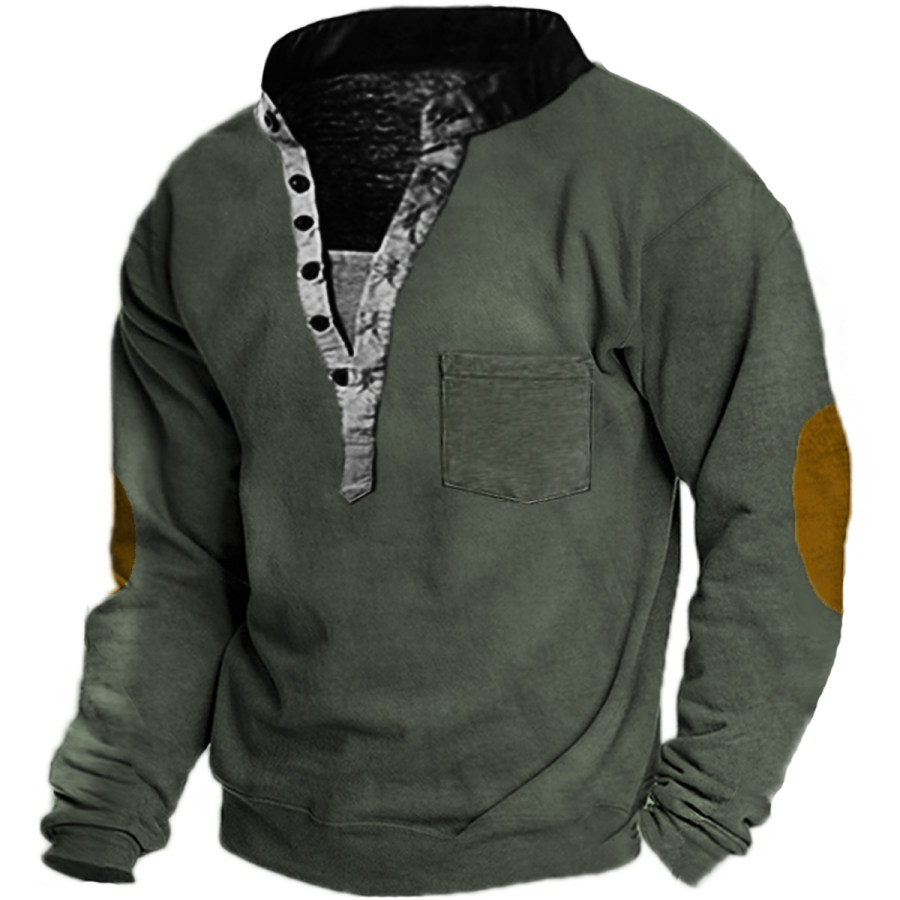 

Men's Retro Distressed Casual Long Sleeve Sweatshirt