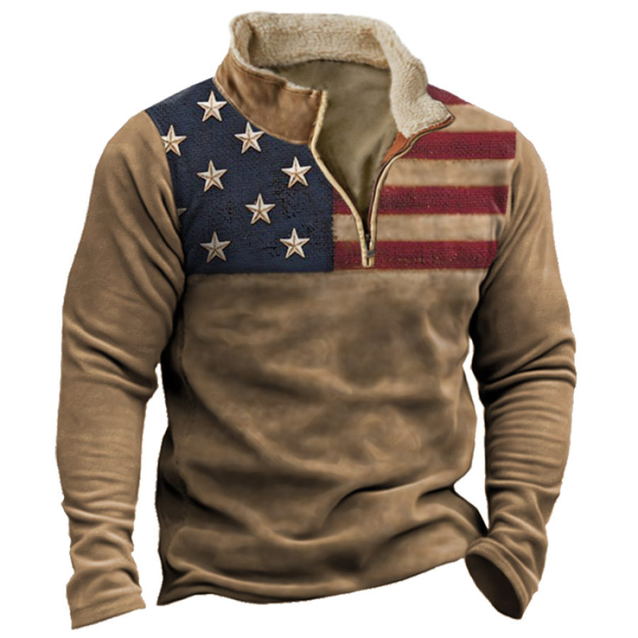 

Men's Outdoor Vintage American Flag Print Sweatshirt