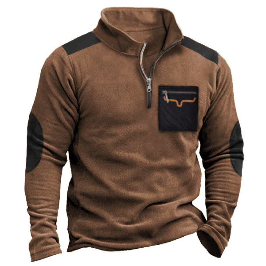 

Men's Cowboy Western Fleece Quarter Zip Sweatshirt