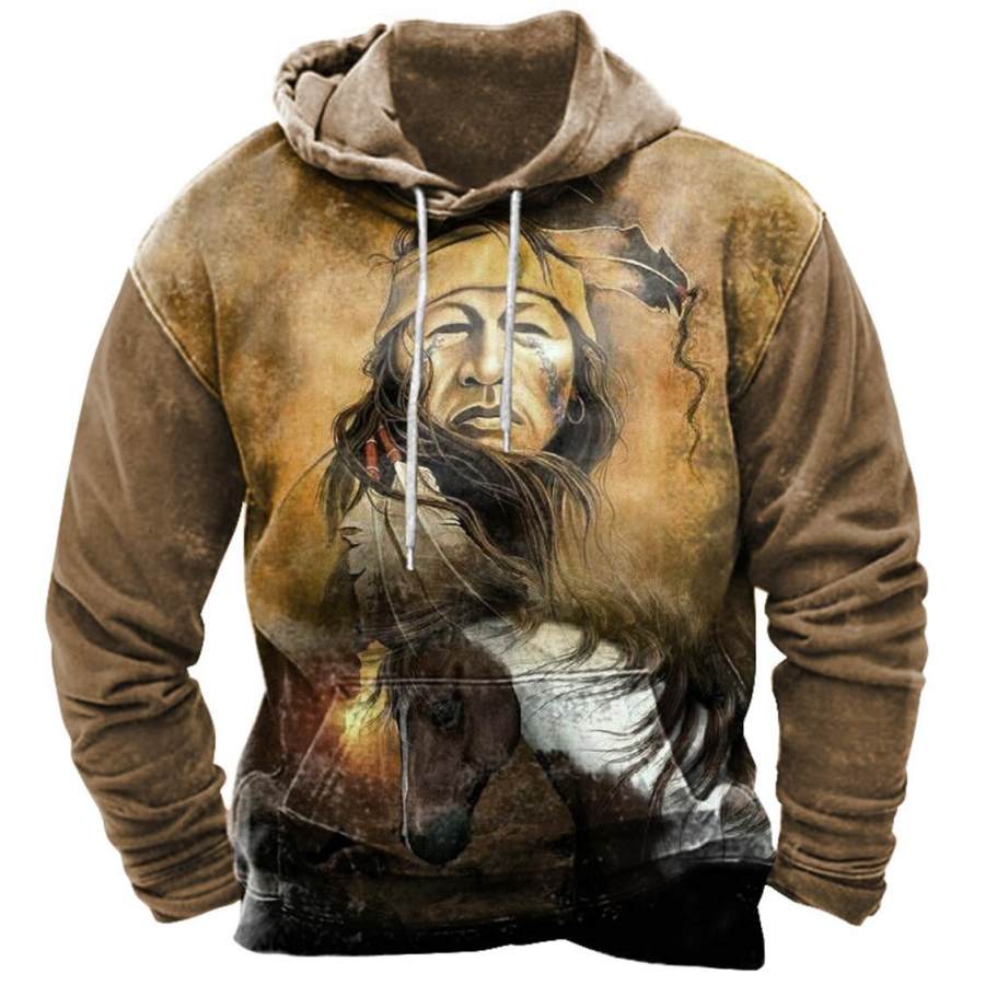 

Men's Vintage Ethnic Indian Horse Print Hoodie