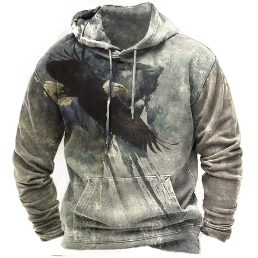 

Men's Eagle Vintage Print Hoodie