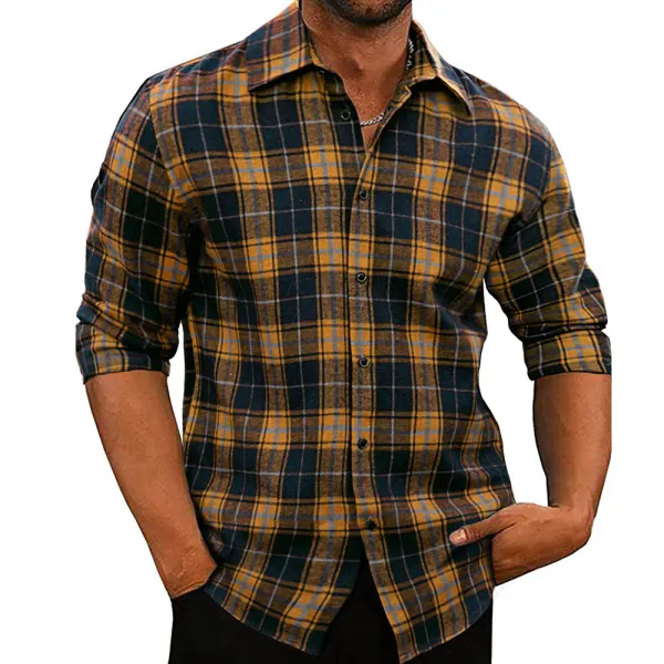 Men's Vintage Plaid Shirt - Cotosen.com