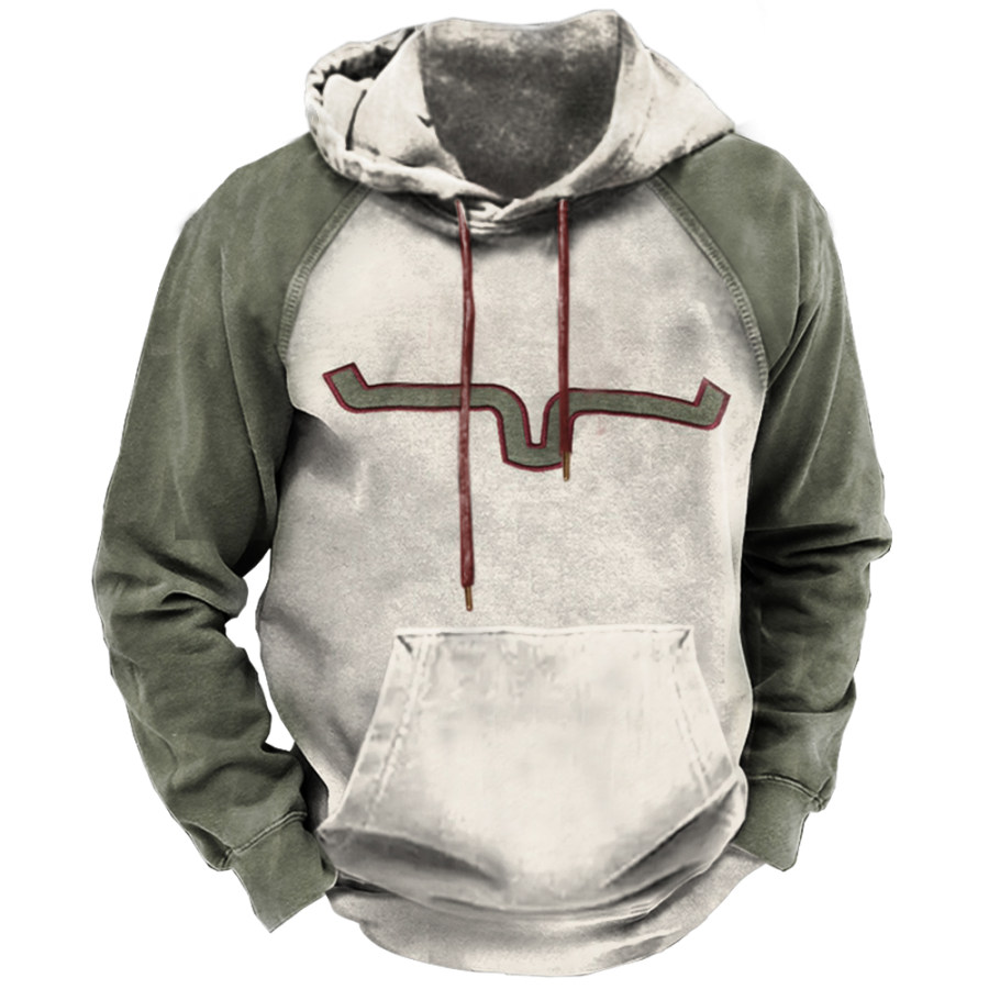 

Men's Vintage Colorblock Cowboy Hooded Sweatshirt