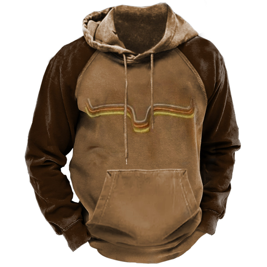 

Men's Vintage Colorblock Cowboy Hooded Sweatshirt