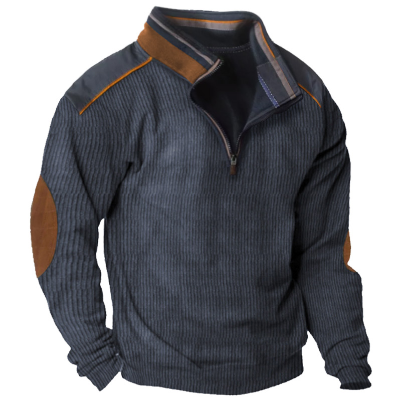 Men's Outdoor Casual Colorblock Chic Stand Collar Zipper Sweatshirt