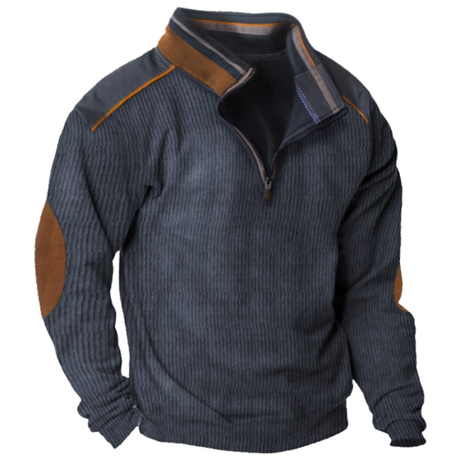 

Men's Outdoor Casual Colorblock Stand Collar Zipper Sweatshirt