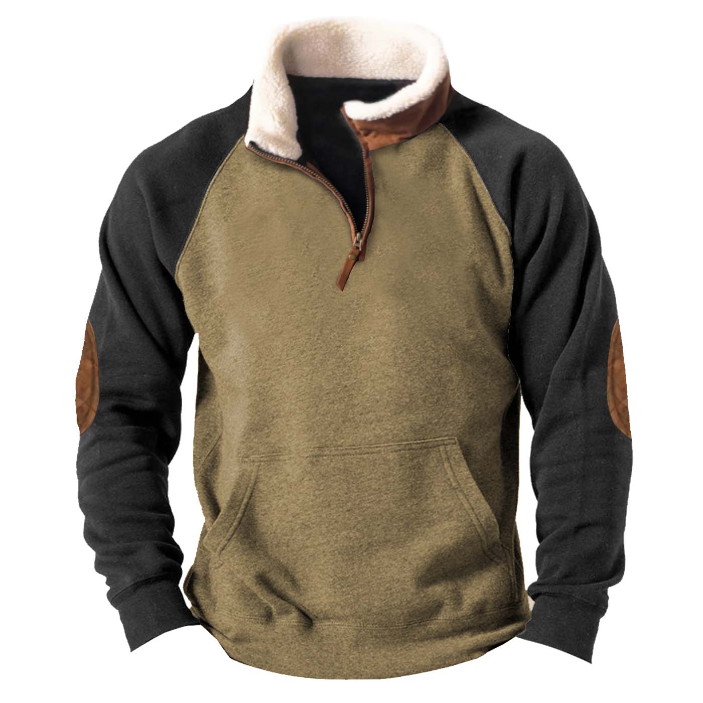 Men's Outdoor Tactical Colorblock Chic Pocket Quarter Zip Sweatshirt
