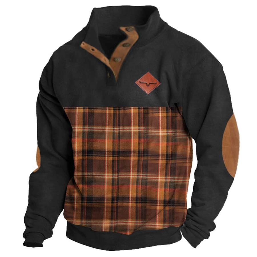 

Men's Western Cowboy Plaid Print Sweatshirt