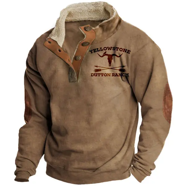 Cowboy Aztec Men's Lapel Sweatshirt - Uustats.com 