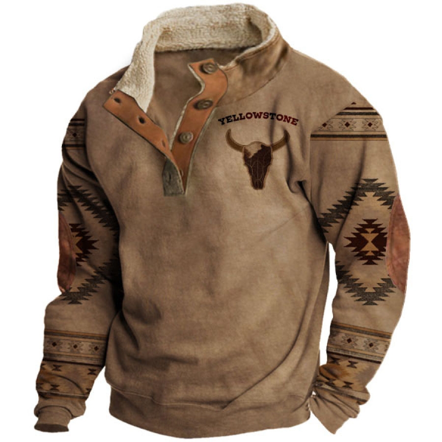 

Cowboy Aztec Men's Lapel Sweatshirt