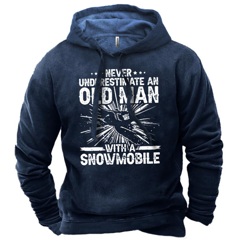 Men's Never Underestimate An Chic Old Man With A Snowmobile Hoodie