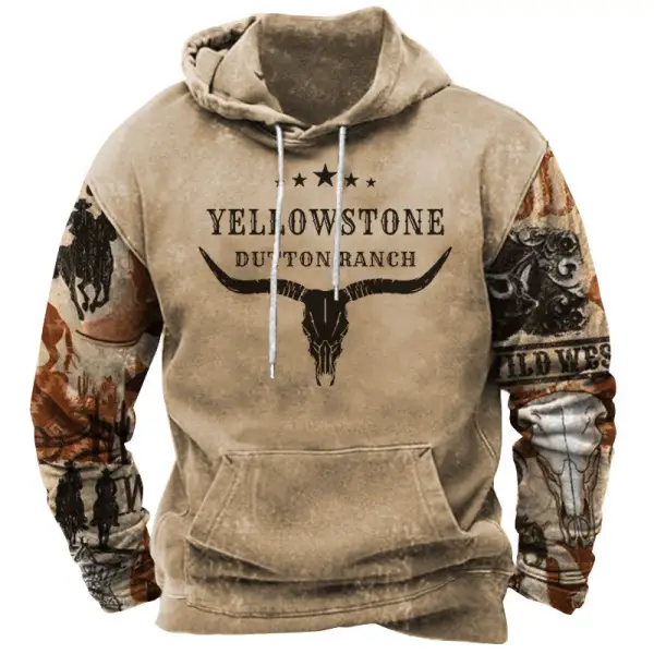 Men's Vintage Yellowstone Western Denim Hoodie Only 28.99