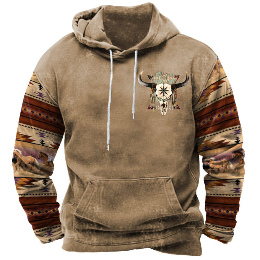 

Men's Vintage Ethnic Western Denim Hoodie