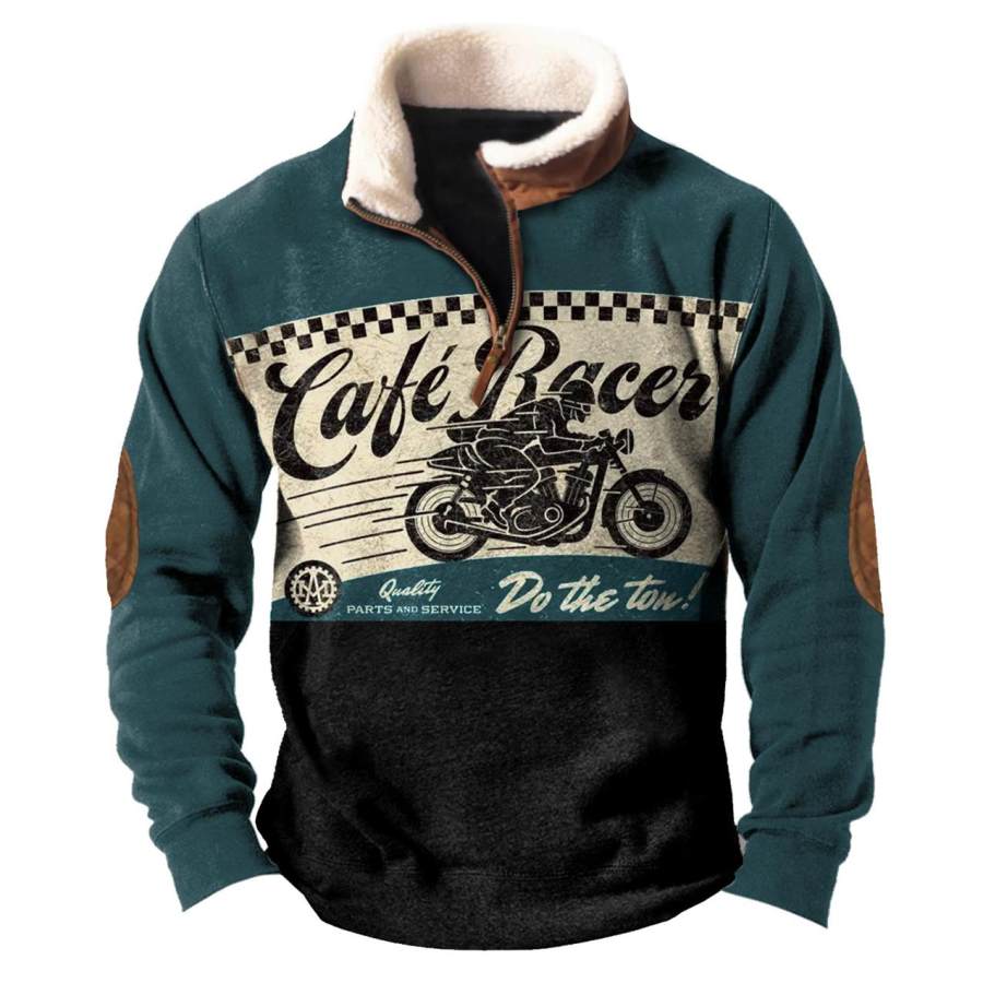

Men's Vintage Racing Print Quarter Zip Sweatshirt