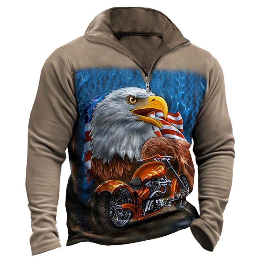 

Men's Outdoor Motorcycle Eagle Quarter Zip Sweatshirt