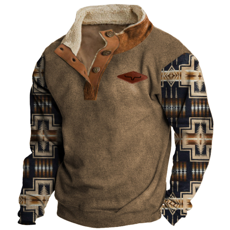 

Cowboy Aztec Men's Lapel Sweatshirt