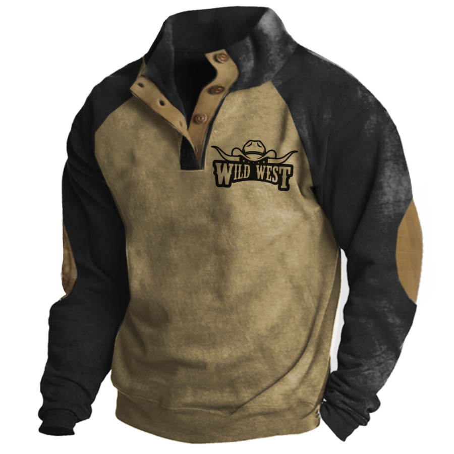 

Men's Vintage American Western Cowboy Stand Collar Sweatshirt