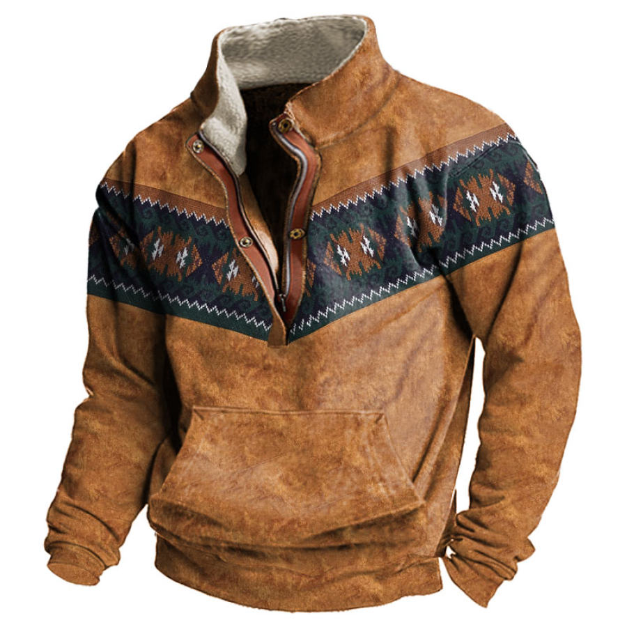 

Men's Outdoor Ethnic Casual Stand Collar Sweatshirt