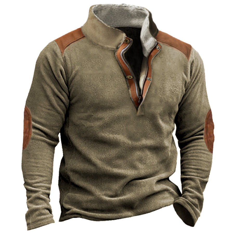 

Sudadera De Cuello Alto Informal De Polar Polar Retro Para Hombre