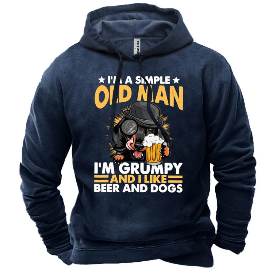 

Men's I'm A Simple Old Man I'm Grumpy And I Like Beer And Dogs Hoodie