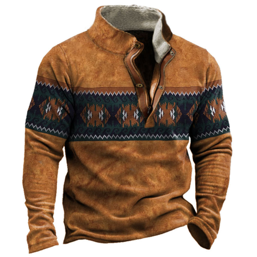 

Men's Vintage Ethnic Fleece Neck Sweatshirt