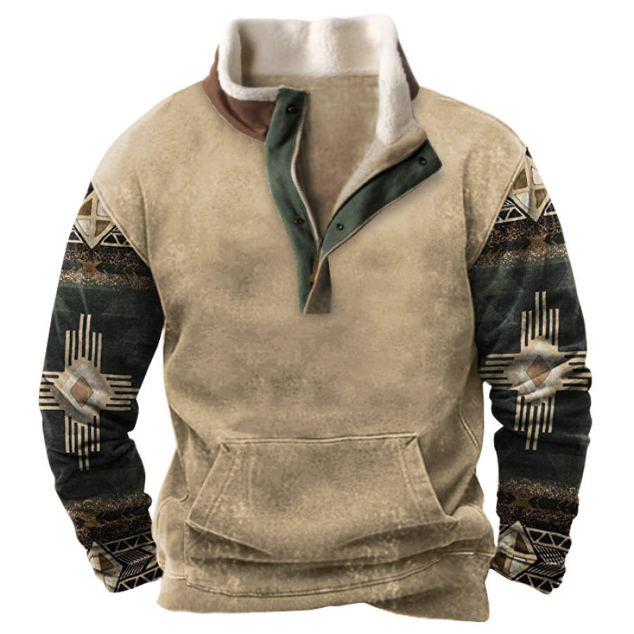 

Men's Outdoor Ethnic Fleece Neck Sweatshirt