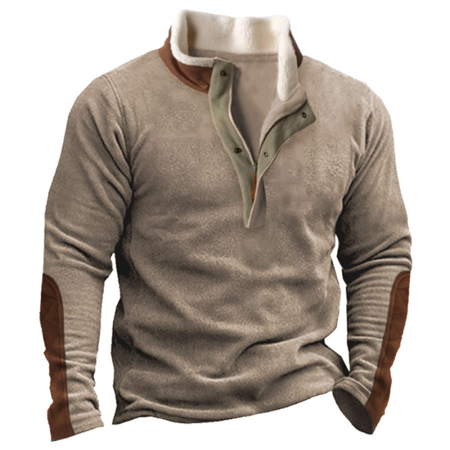 

Sudadera Casual Con Cuello De Vellón Para Hombre Outdoor Colorblock