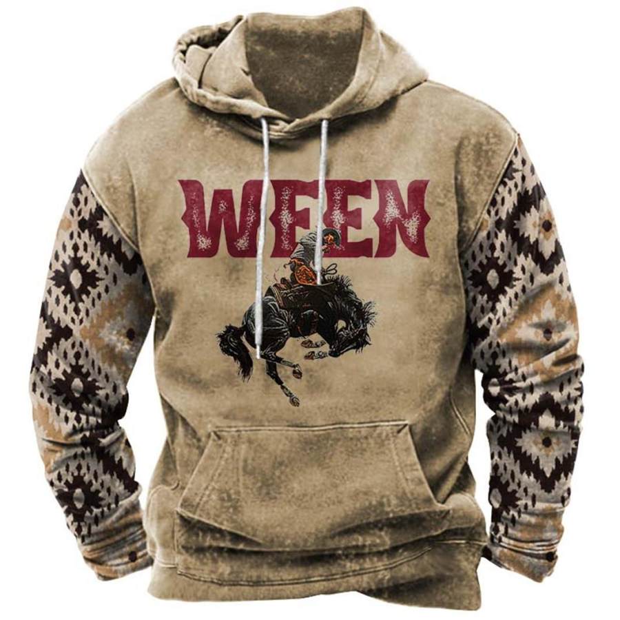 

Men's Ethnic Western Ween Cowboy Print Hoodie